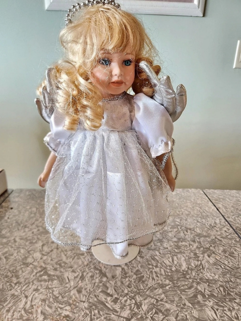 Porcelain-Style Angel Doll in White